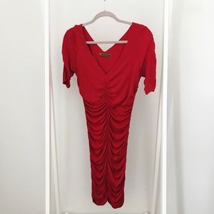 Sexy Ruched Dress With Three-Quarter Sleeves